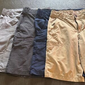 Lot of 4: Urban Pipeline boys youth Cargo Shorts - Tan, Gray, Navy, all size 16